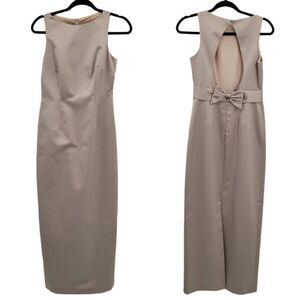 Vtg Laundry by Shelli Segal‎ Dress Gown Sleeveless Peekaboo Bow Back Champagne 4